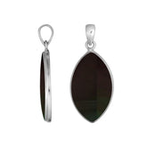 Handcrafted Balinese Sterling Silver Marquise Pendant featuring luminous Black Shell and sleek silver frame, ideal for women who prefer elegant minimalist jewelry.